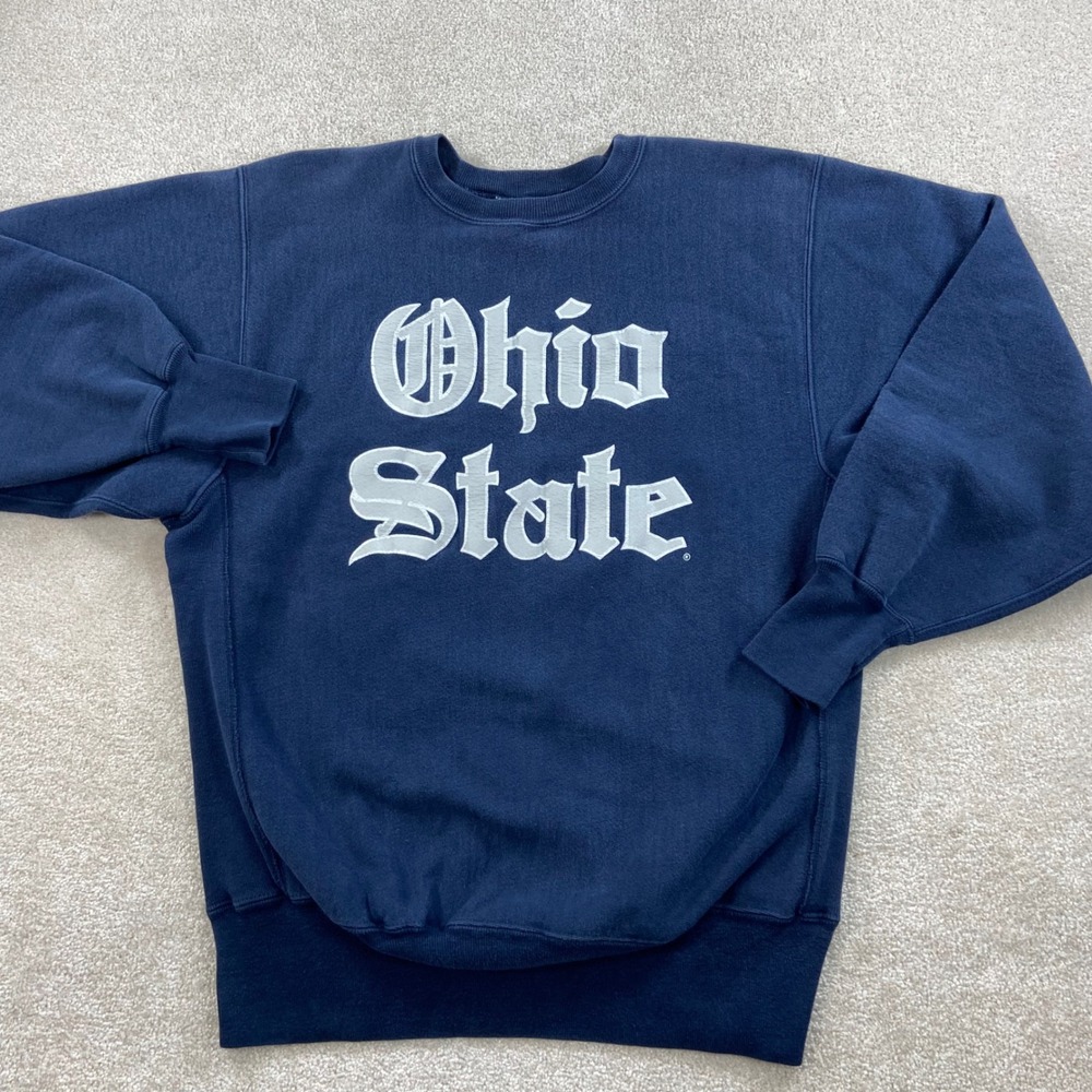 Vintage Champion Reverse Weave Sweatshirt Men XL Navy Ohio State USA Made